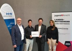 Dr. Thomas Wendt (experimenta gGmbH), Heiko Stangl (Jugend forscht), Professor Raoul Zöllner (HHN) und Martina Forstreuter-Klug (natec Landesverband).  HHN