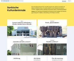 Screenshot der Sammlung "Sorbische Kulturdenkmale" im sorabistischen Wissensportal SORABICON des Sorbischen Instituts (2026)  Quelle: Repro Sorbisches Institut