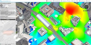 Berechnungsergebnisse zur Sichtbarkeit am Alexanderplatz in der Online-Anwendung  © Fraunhofer EMI