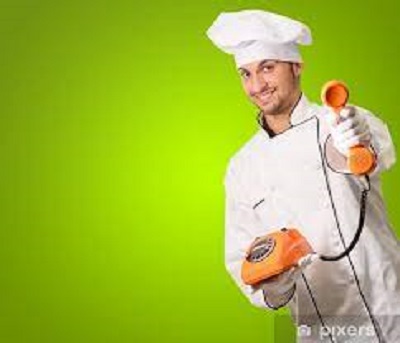 Koch am Telefon Symbolnild