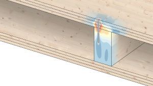 Ansicht einer Detailsimulation in einem “UniversalTimberSlab”.  ICD/MPA  Universität Stuttgart