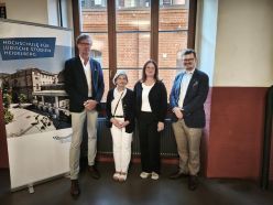 Rektor Dr. Andreas Brämer, Eva Szepesi, Anita Schwarz, David Lüllemann Quelle: HfJS Heidelberg