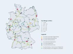 Beispielhaftes CO2-Netz für das Jahr 2045, modelliert mit der CINES-Methode. Copyright: Fraunhofer CINES