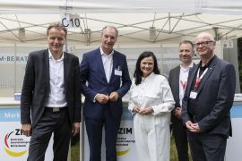 T. Reiche, AIF-Vorstand, Dr. M. Heider, AIF-Geschäftsführer, G. Connemann, Parl. Staatssekretärin bei der Bundesministerin für Wirtschaft und Energie und Mittelstandsbeauftragte der Bundesregierung, F. Kreller und C. Schumacher, GF AIF Projekt GmbH (v.l.)  Christina Czybik  AIF e.V.
