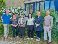 V.l.n.r.: Joachim Doppstadt (Schatzmeister der Stiftung), Liliana Perovic-Schneider (Verwaltungsrätin), Anita Götzer, MSc. (Vorständin), Prof.in Kathrin Bieler (Stiftungsprofessur), Ingrid Schindler (Verwaltungsrätin), Prof. Ralf Twenhöfel (Vorstand)  Copyright: Dorothea-Römer-Stiftung
