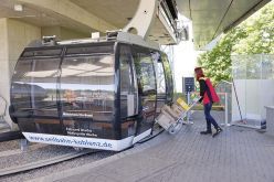 Den Pakettransport per Seilbahn testen derzeit die Hochschule Darmstadt, DHL und die Seilbahn Koblenz.  Bernd Georg  Deutsche Post DHL