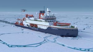 3D Ansicht des geplanten Neubaus des eisbrechenden Forschungs- und Versorgungsschiffes Polarstern des Alfred-Wegener-Instituts  thyssenkrupp Marine Systems  Alfred-Wegener-Institut 